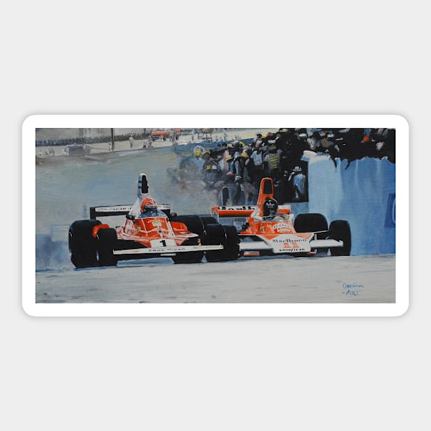 Niki Lauda vs James Hunt Sticker by oleynik